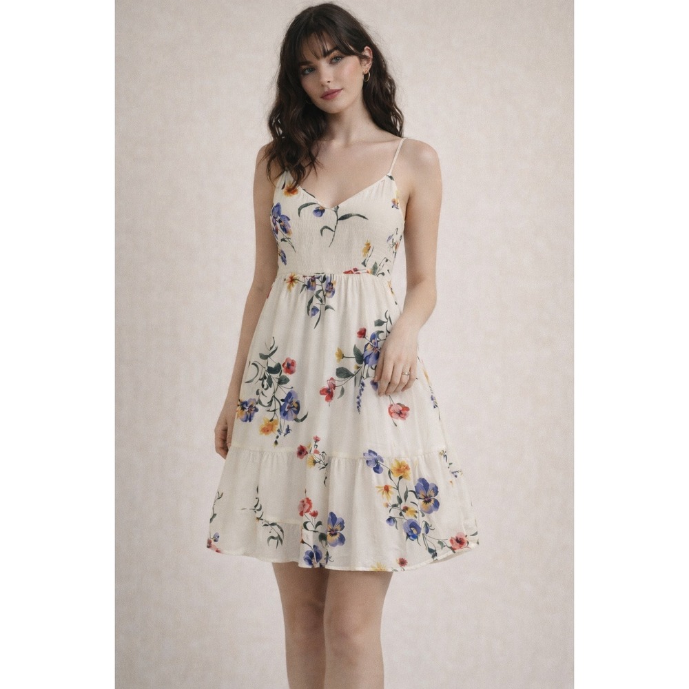 Old Navy Floral Smocked Midi Dress Small Cottagecore Sundress‎ Picnic Garden
